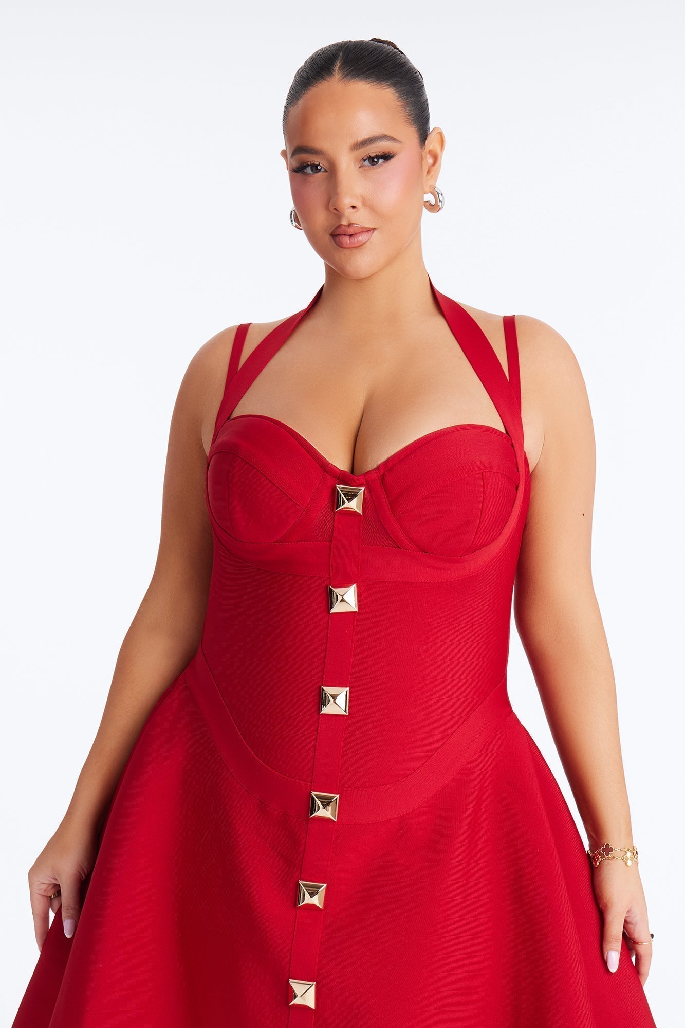 Alondra Asymmetrical Bandage Mini Dress - Red