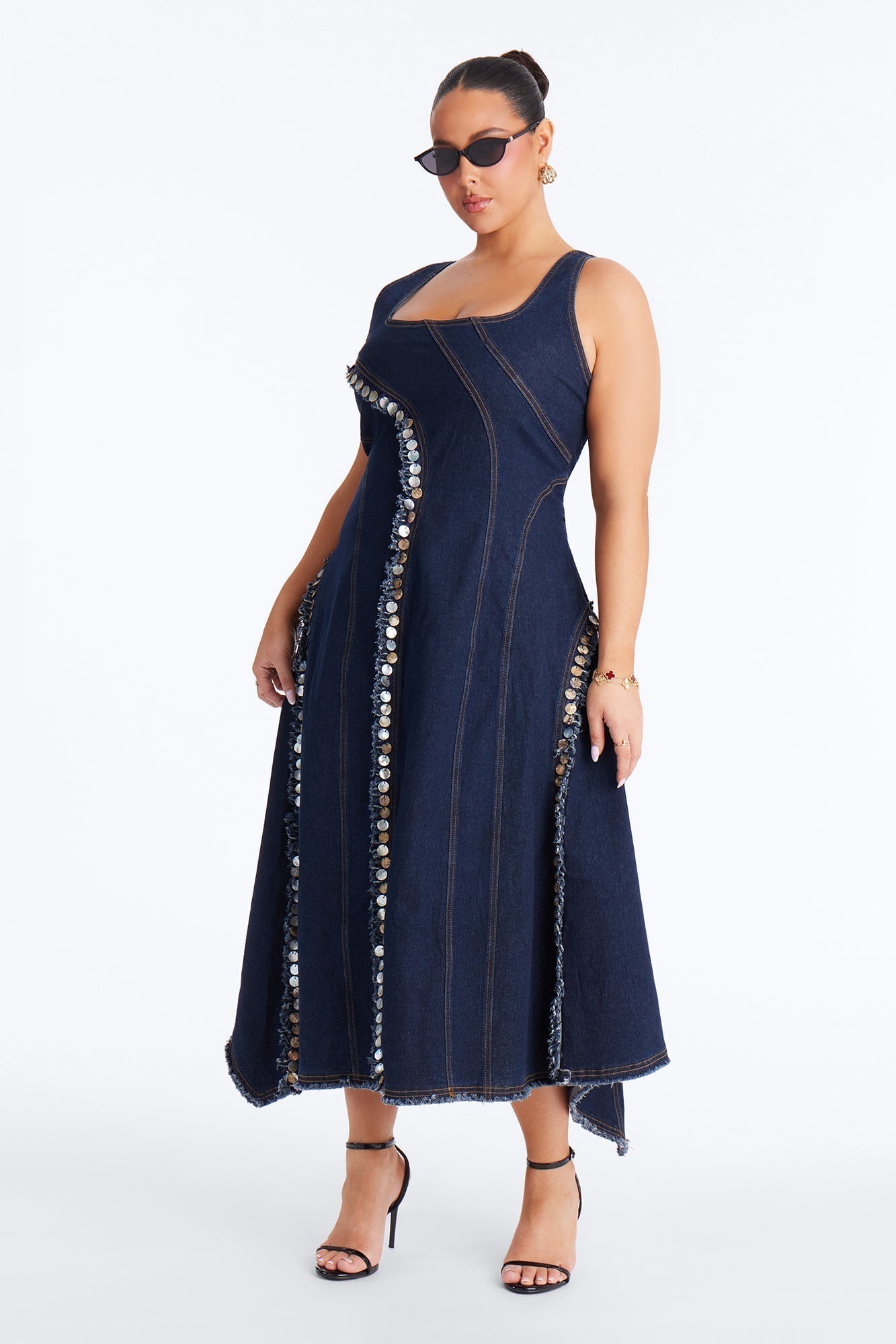 Isobel Shell Denim Midi Dress - Dark Wash