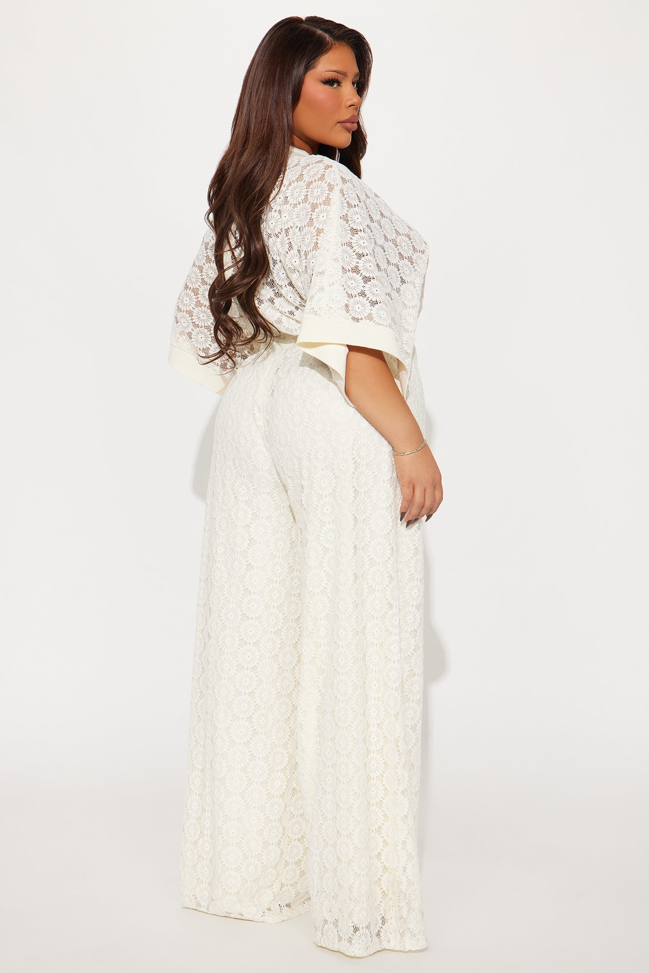Vienna Crochet Wide Leg Jumpsuit - Cream