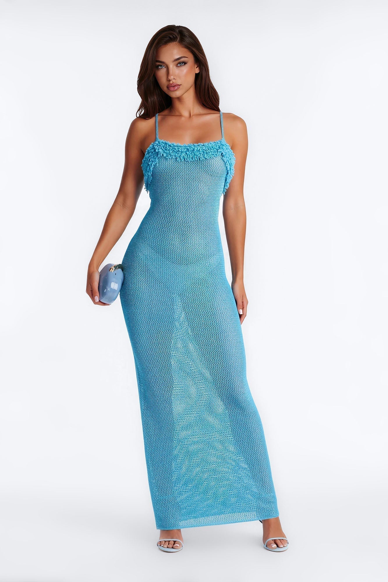 All That Glitters Crochet Maxi Dress - Aqua