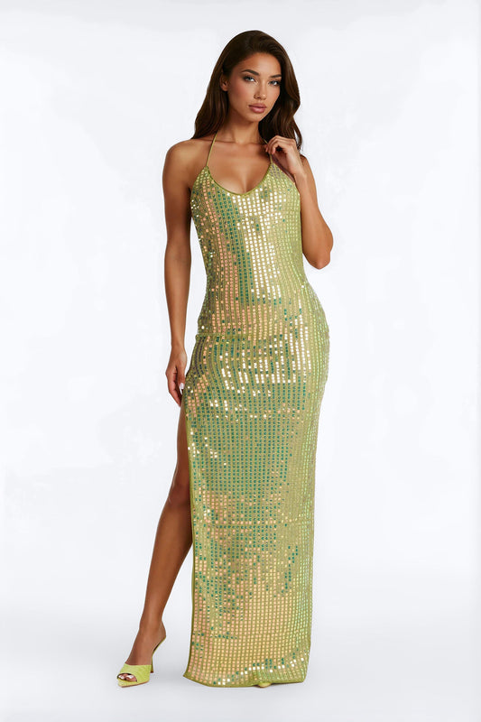 Island Stardust Crochet Maxi Dress - Green