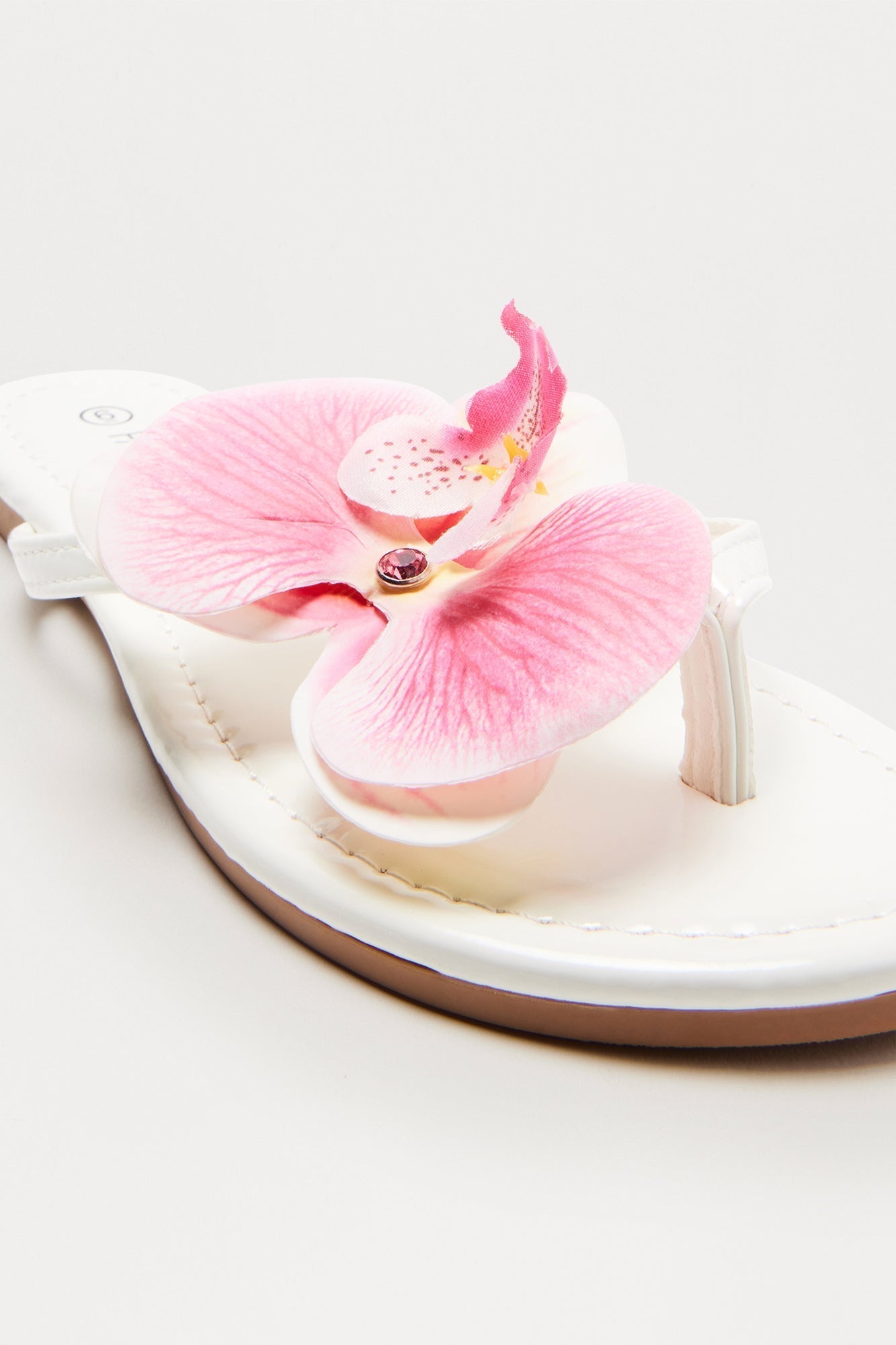 Aqua Flower Flip Flops - White