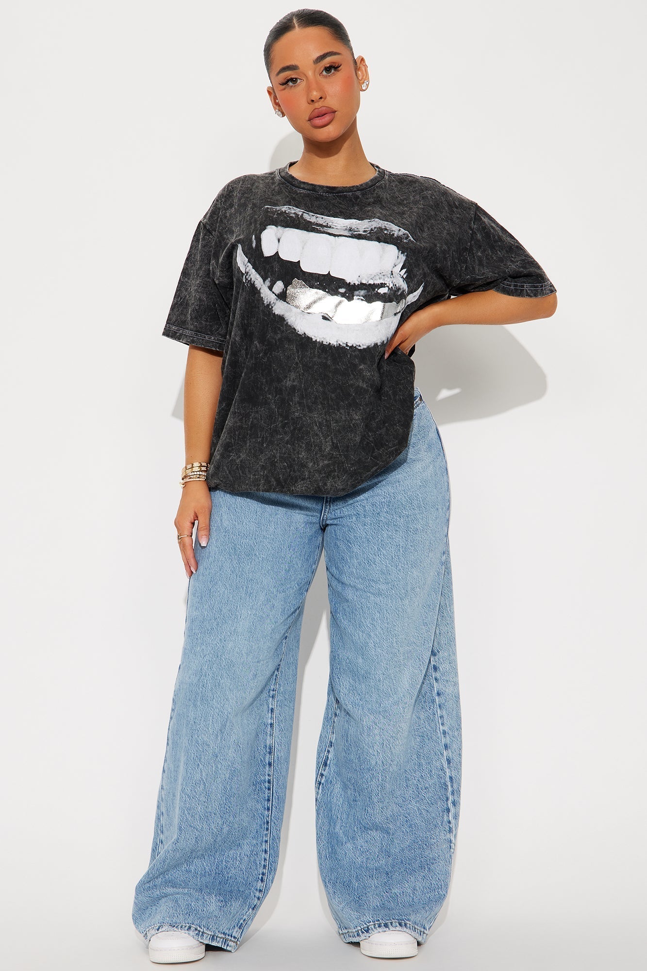 Stop & Stare Grillz Washed Oversized Tee - Black