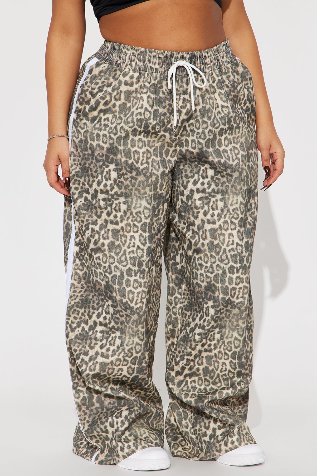 Have My Word Leopard Twill Wide Leg Pant - Cream/combo