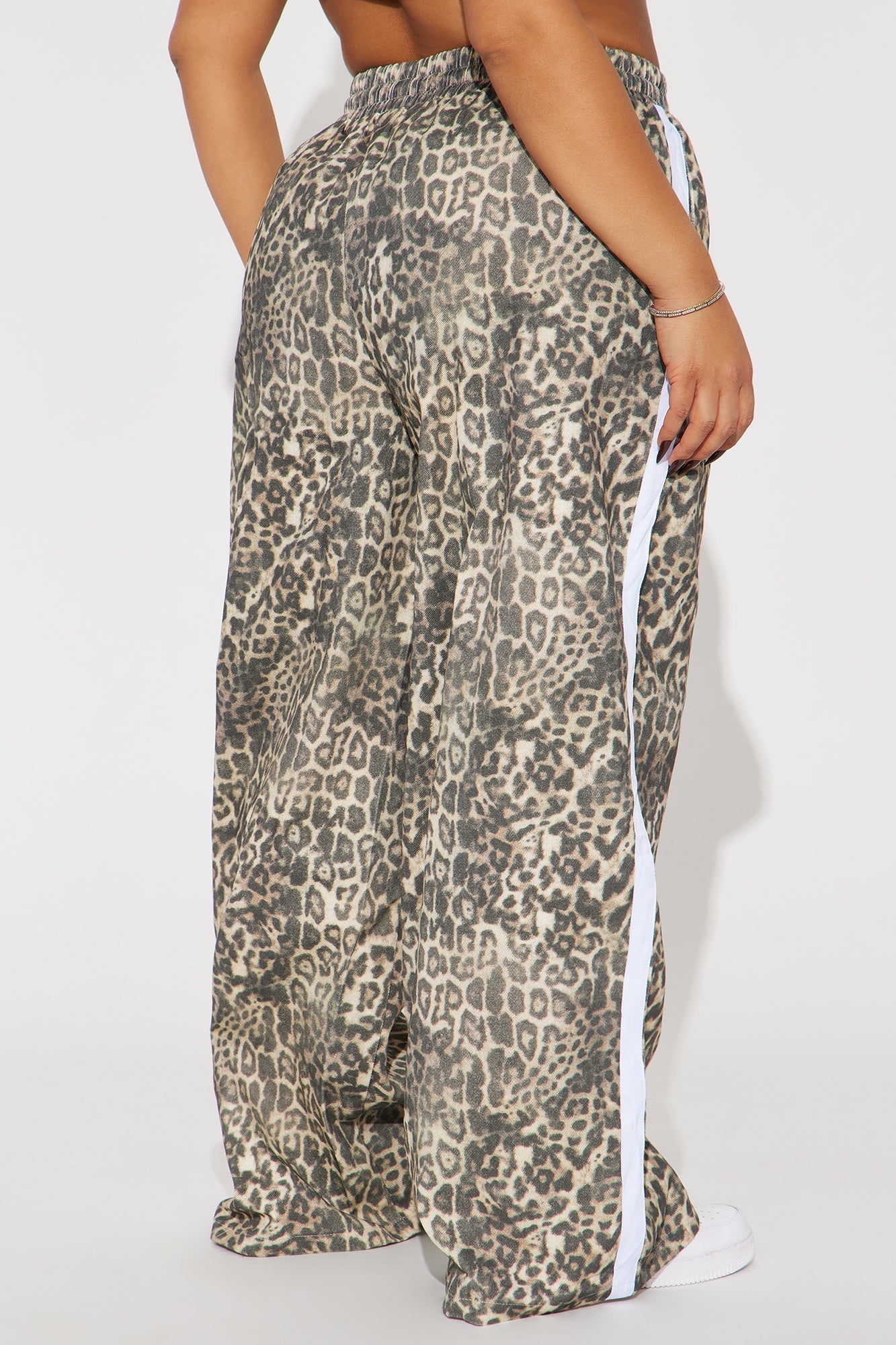 Have My Word Leopard Twill Wide Leg Pant - Cream/combo