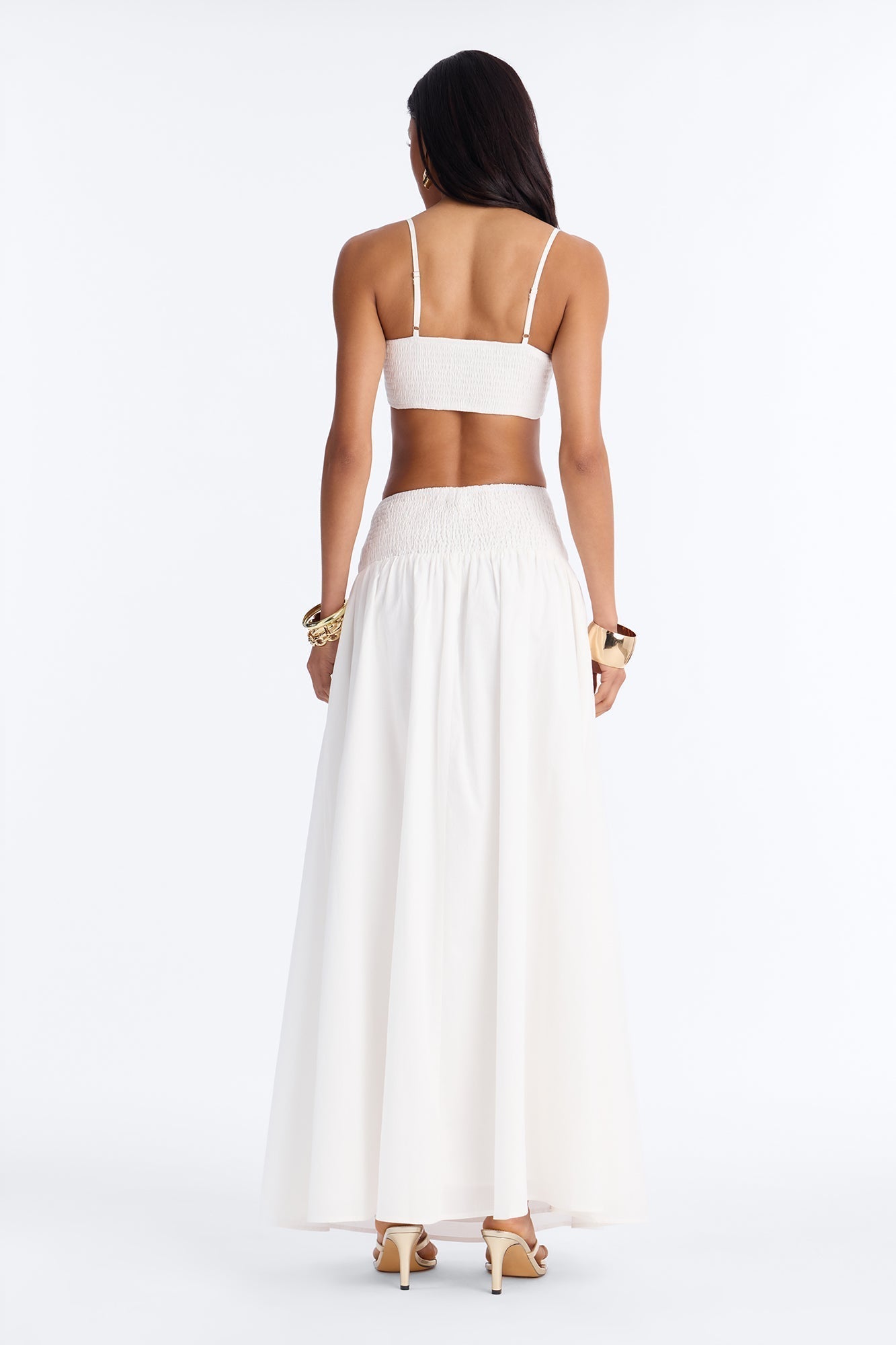Brigitte Poplin Drop Waist Maxi Skirt - White