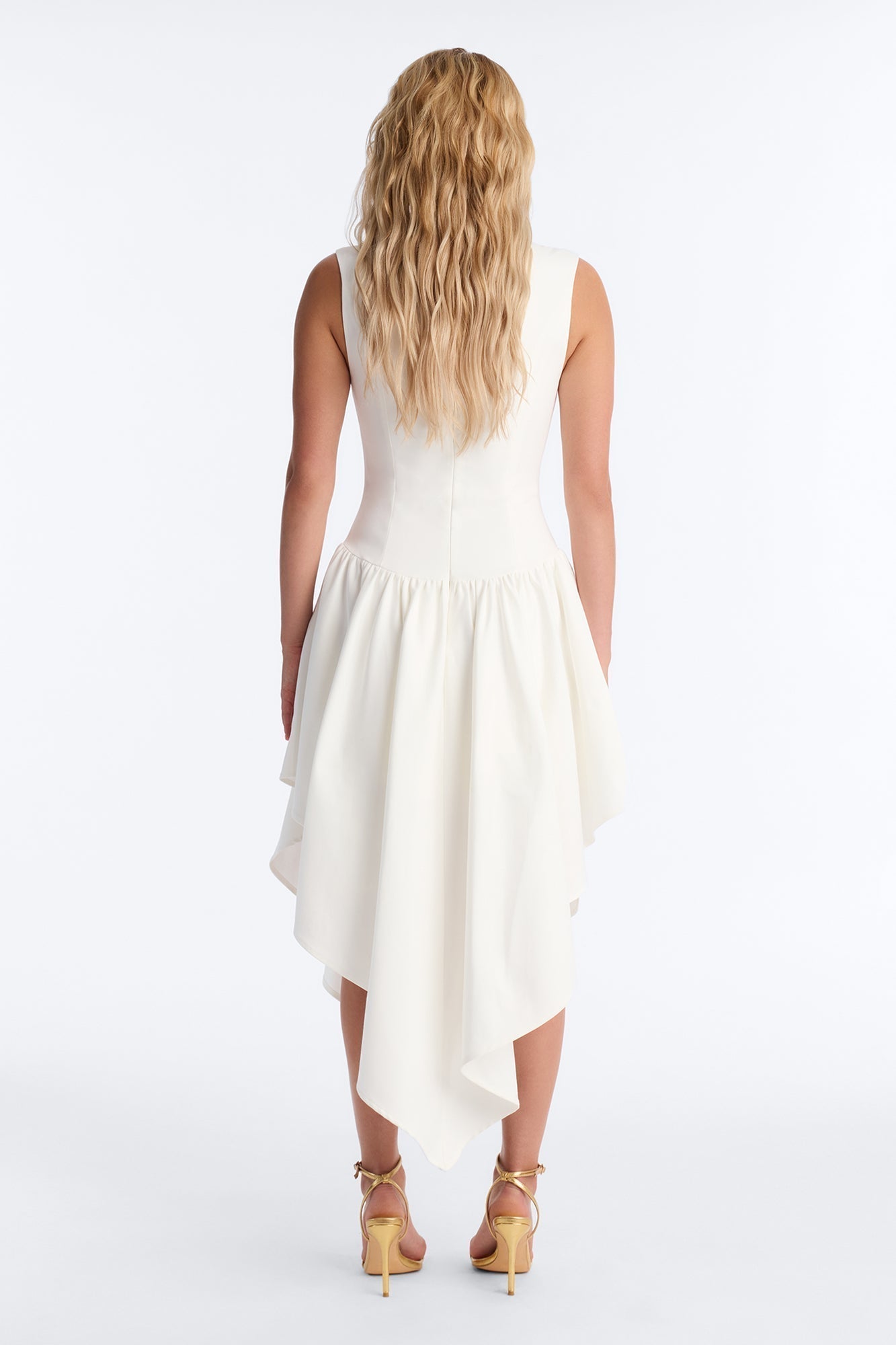 Claire Square Neck Midi Dress - White