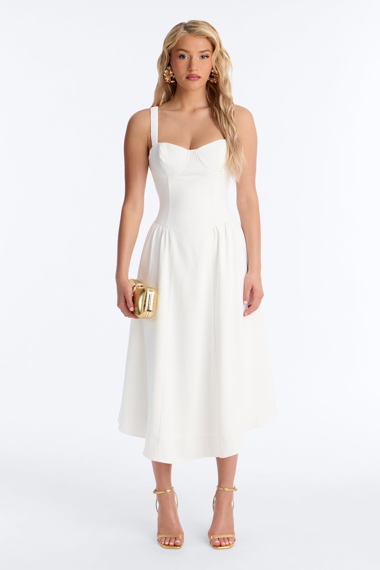 Sheri Crepe Midi Dress - White