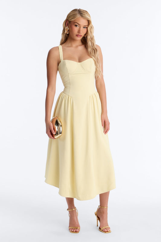 Sheri Crepe Midi Dress - Yellow