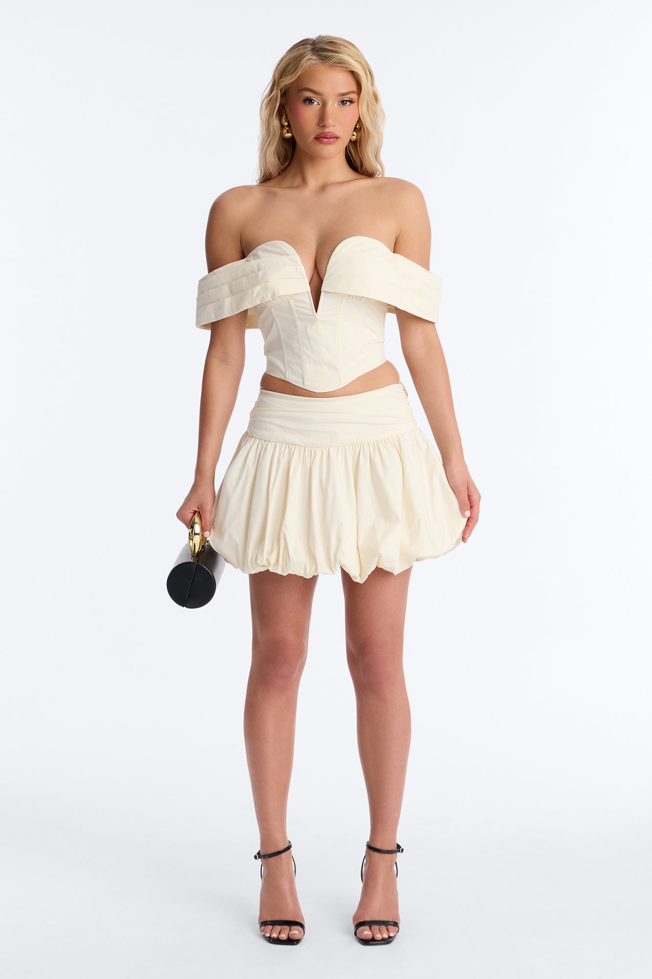 Lori Cutie Poplin Micro Mini Skirt - Off White