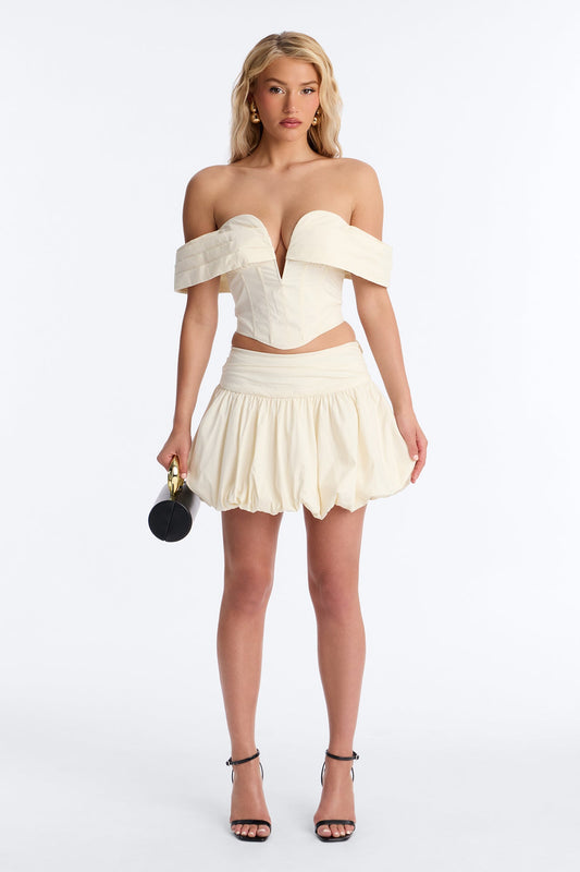Lori Cutie Poplin Micro Mini Skirt - Off White