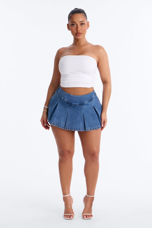 Told You So Denim Micro Mini Skort - Medium Wash