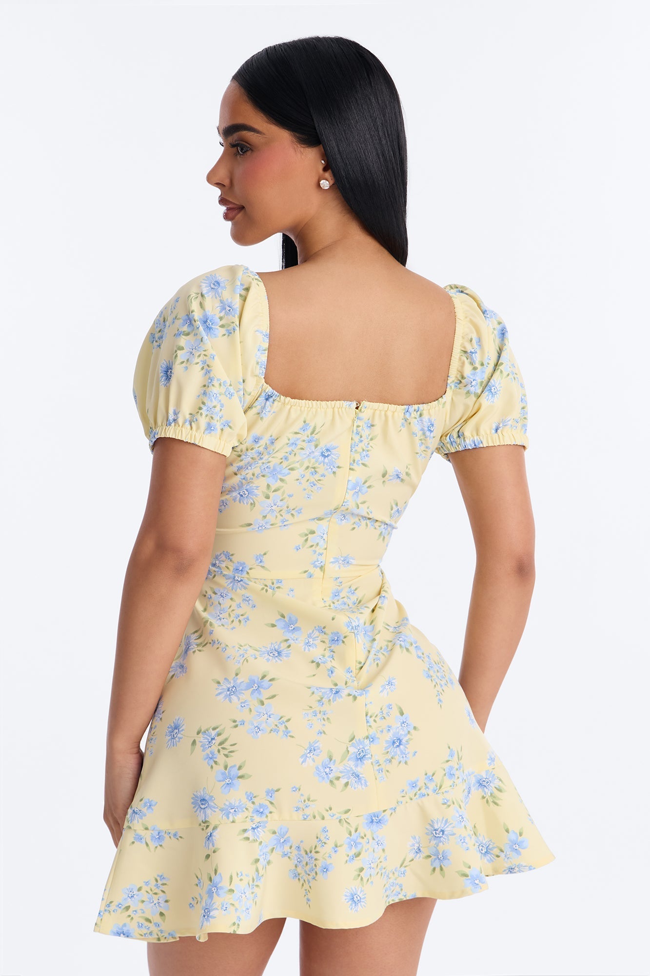 Monroe Floral Mini Dress - Butter Yellow