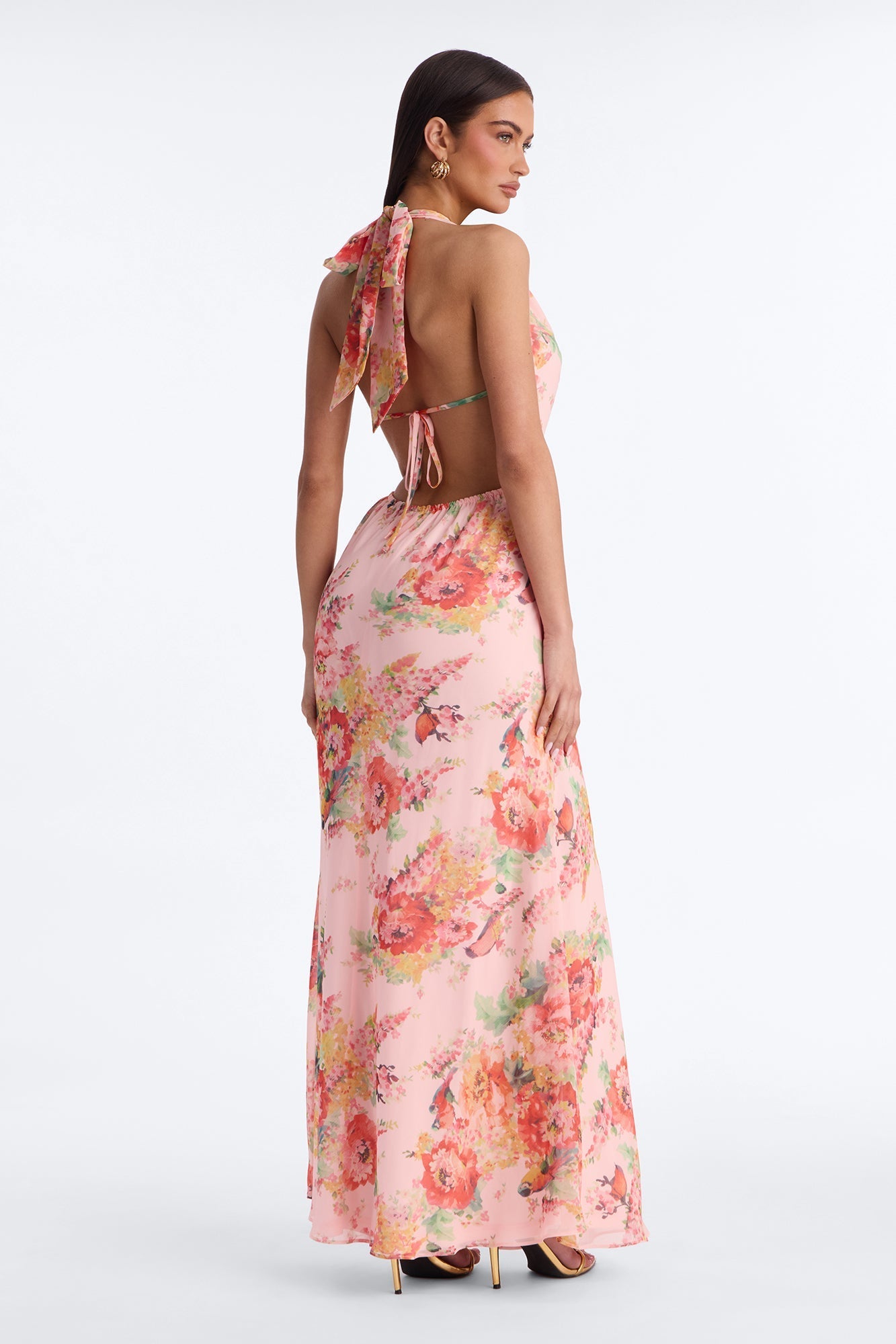 Diana Floral Chiffon Maxi Dress - Pink/combo