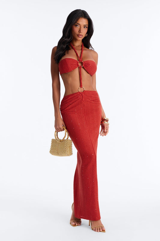 Georgia Cut Out Maxi Dress - Rust