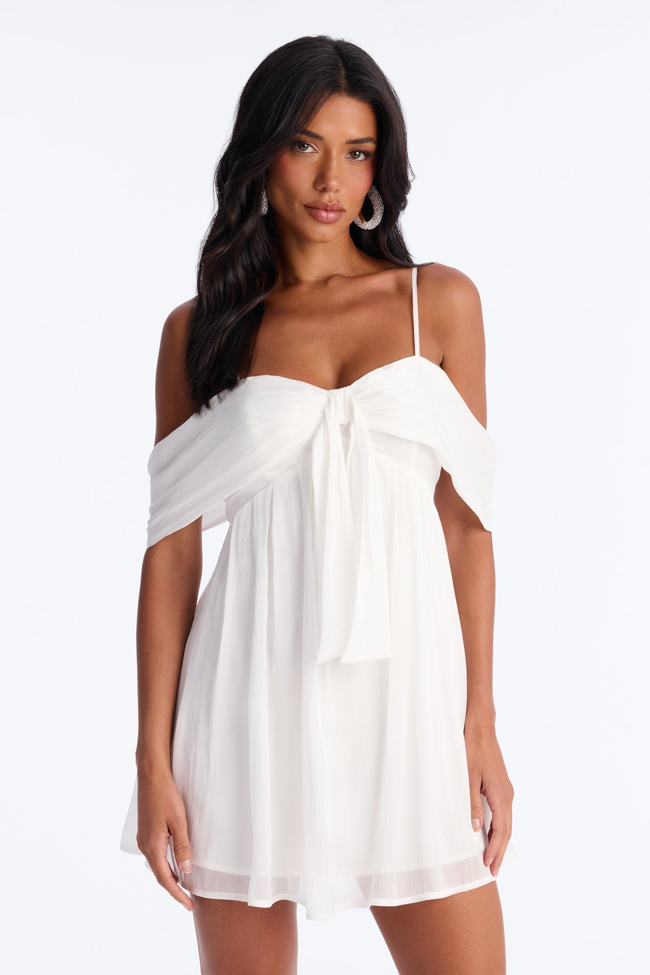 Timeless Pleated Organza Mini Dress - White