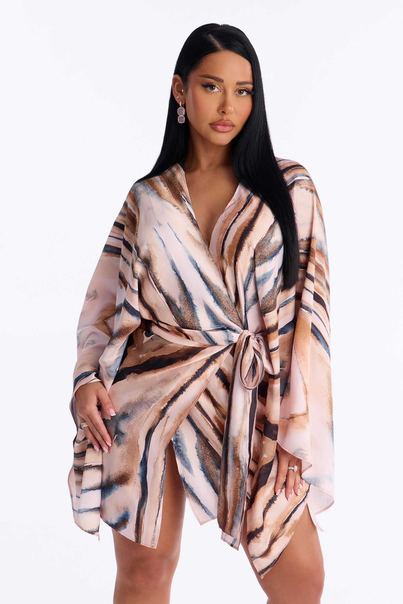 Samira Wrap Satin Mini Dress - Mauve/combo