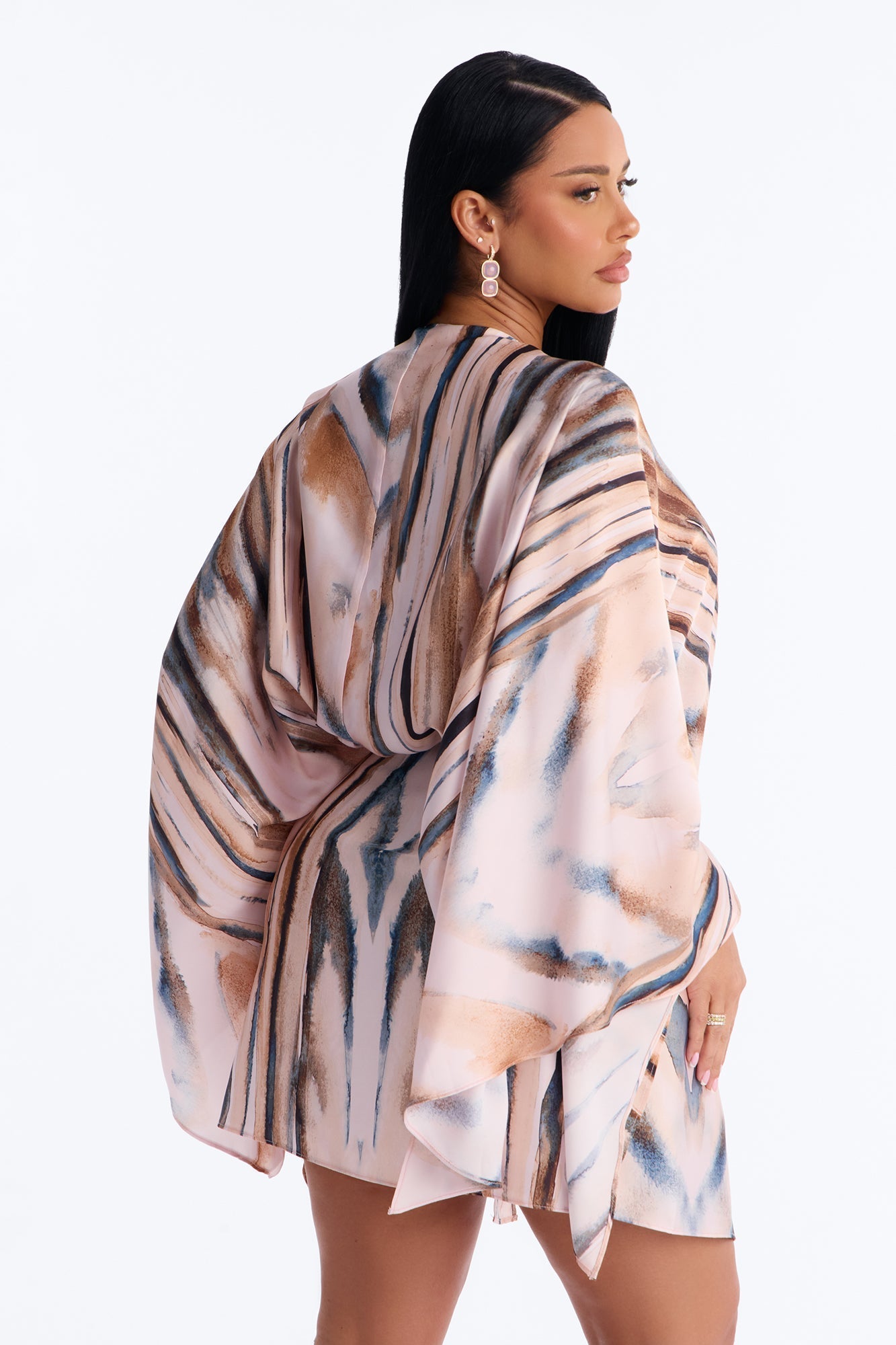 Samira Wrap Satin Mini Dress - Mauve/combo