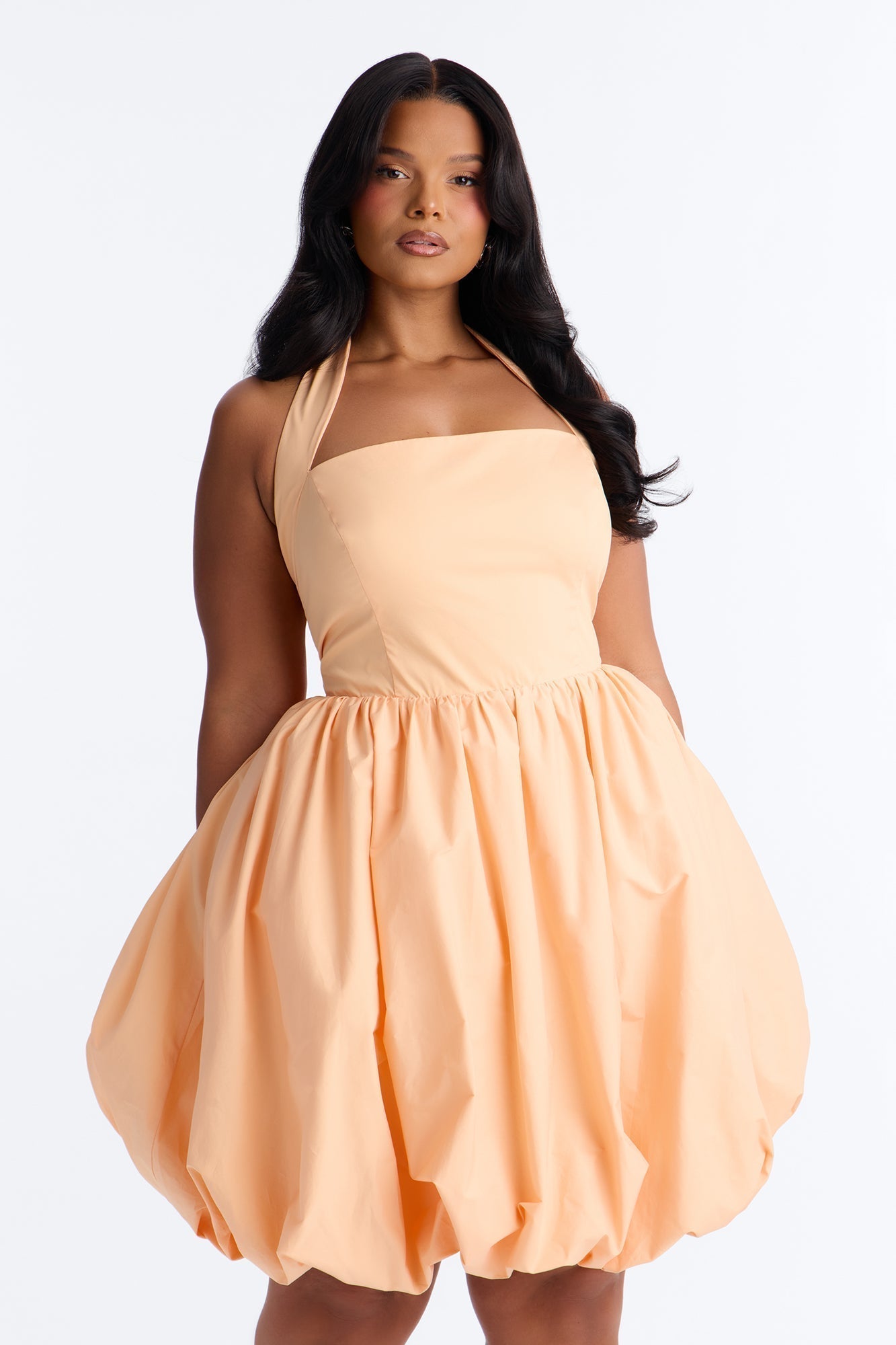 Lori Cutie Poplin Midi Dress - Peach