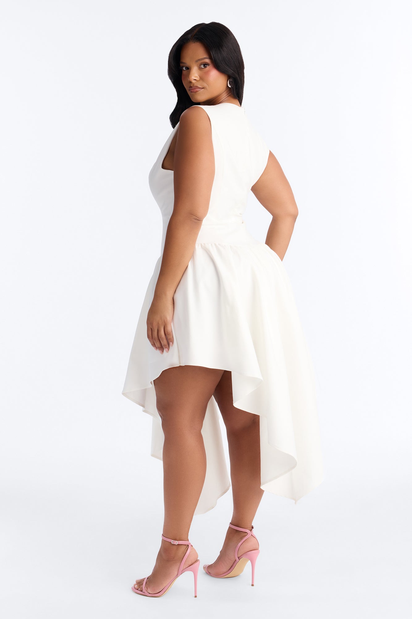 Claire Square Neck Midi Dress - White