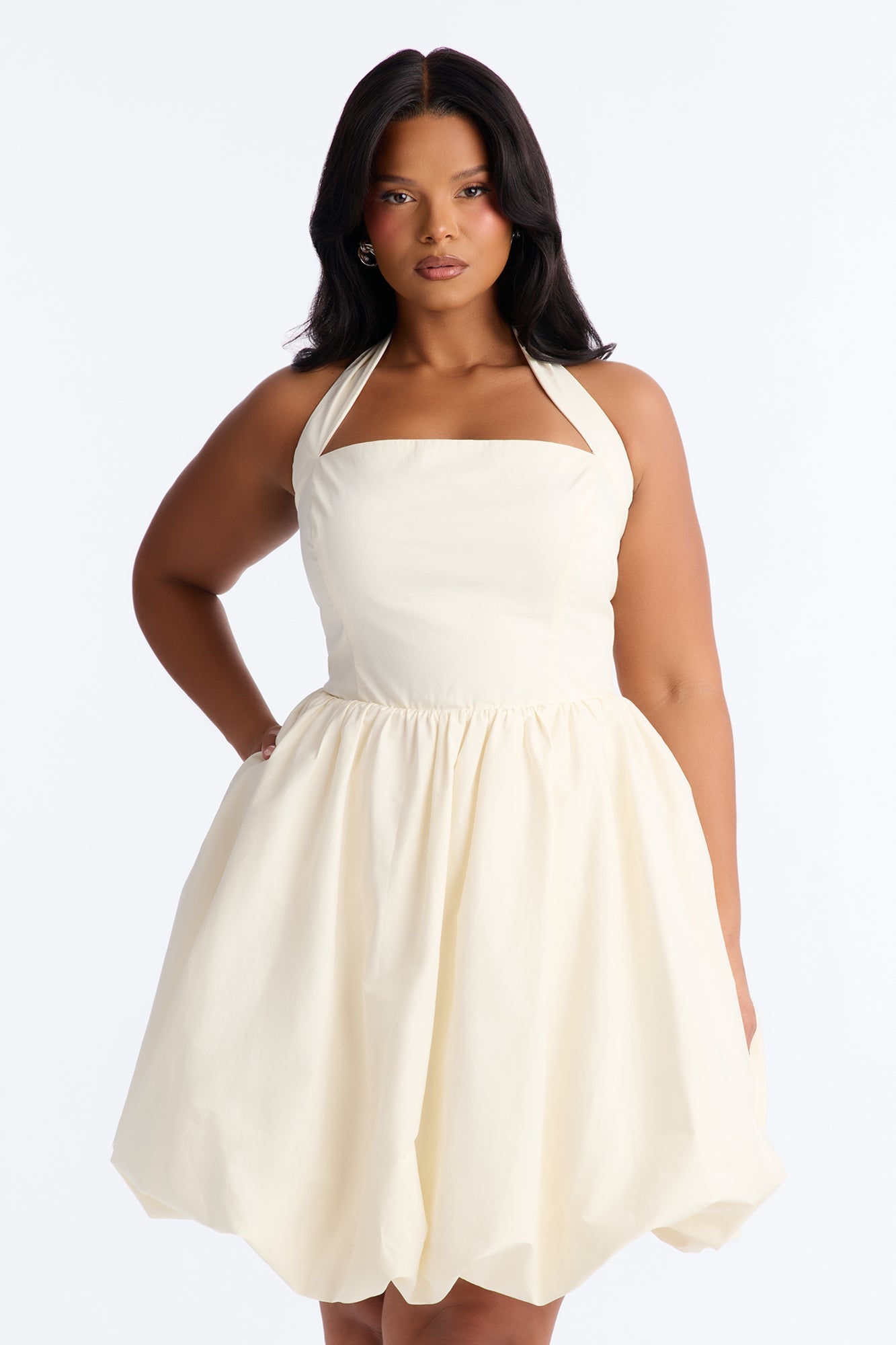 Lori Cutie Poplin Midi Dress - Off White