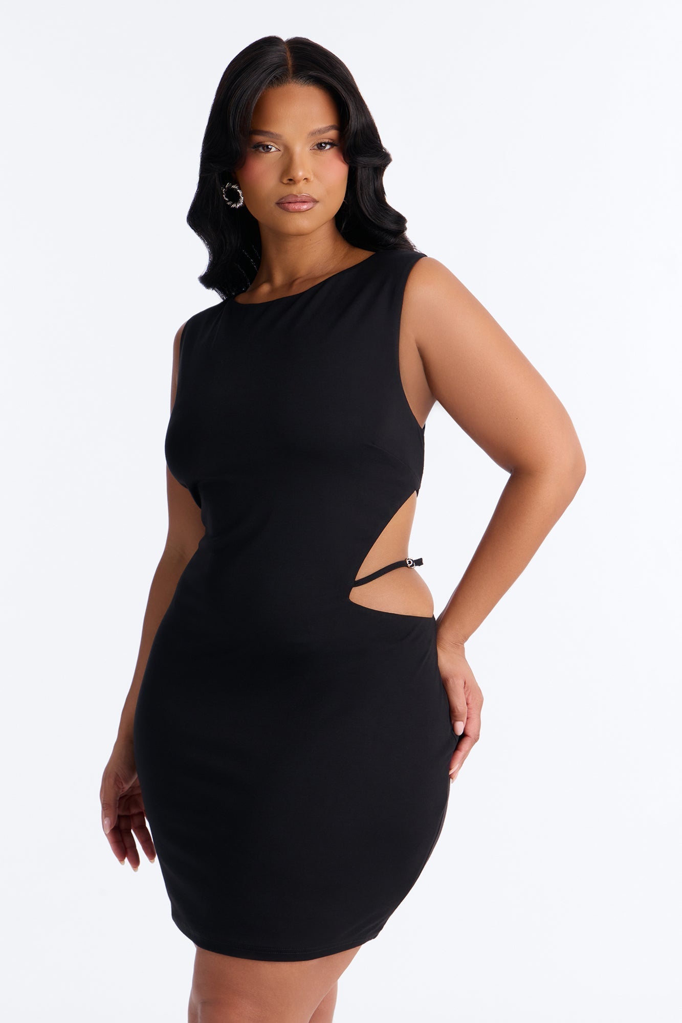 Rebel Ponte High Neck Mini Dress - Black