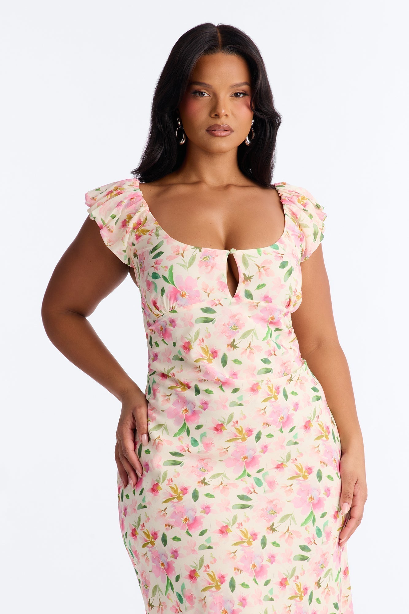 Christie Floral Midi Dress - Pink/combo