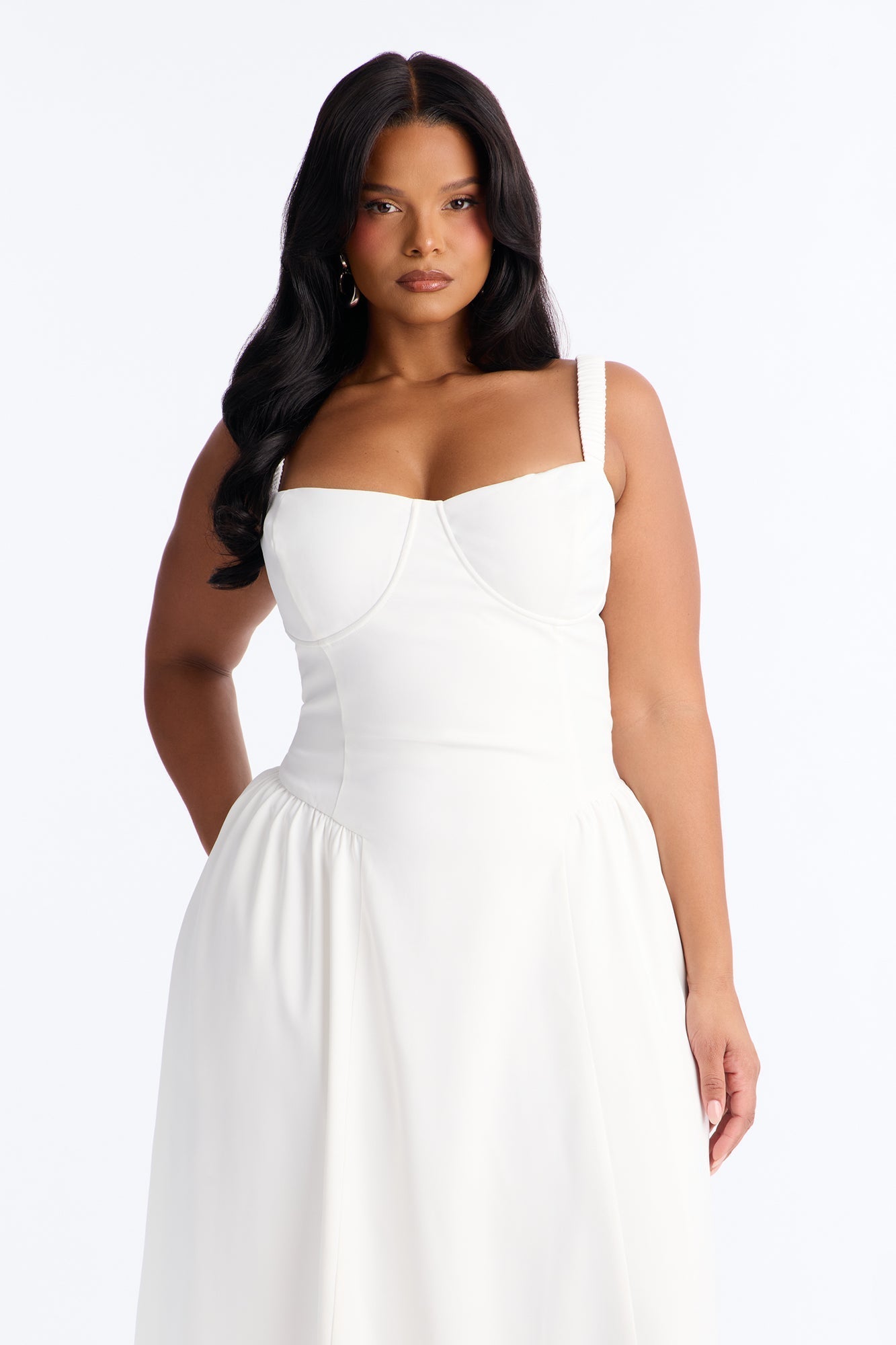 Sheri Crepe Midi Dress - White