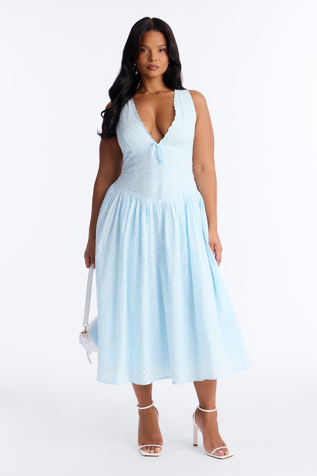 Buttercup Eyelet Midi Dress - Light Blue