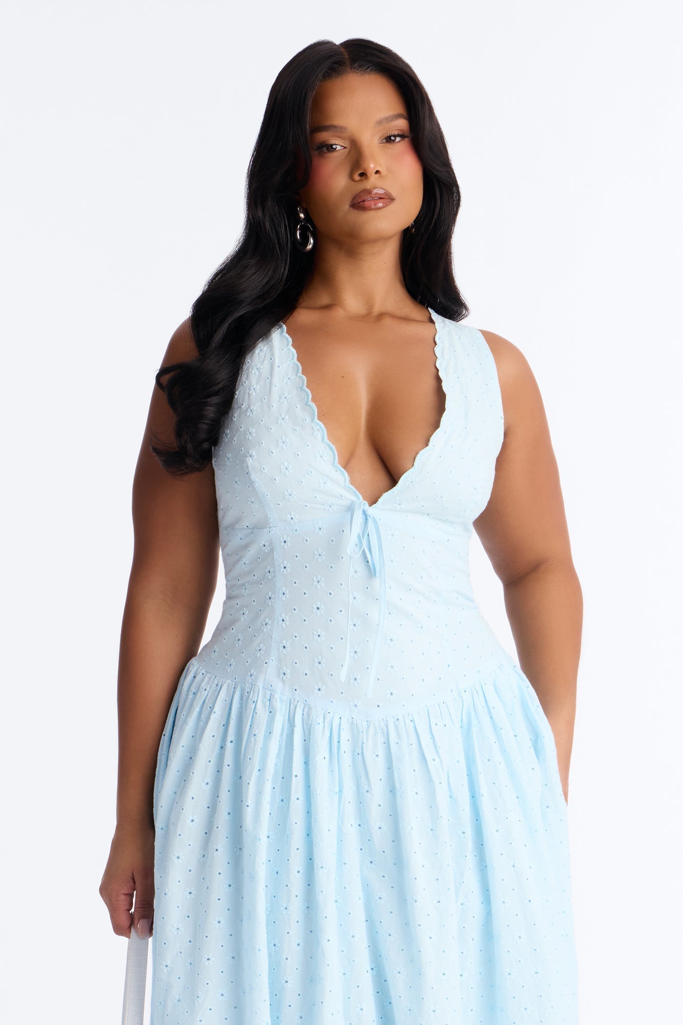 Buttercup Eyelet Midi Dress - Light Blue