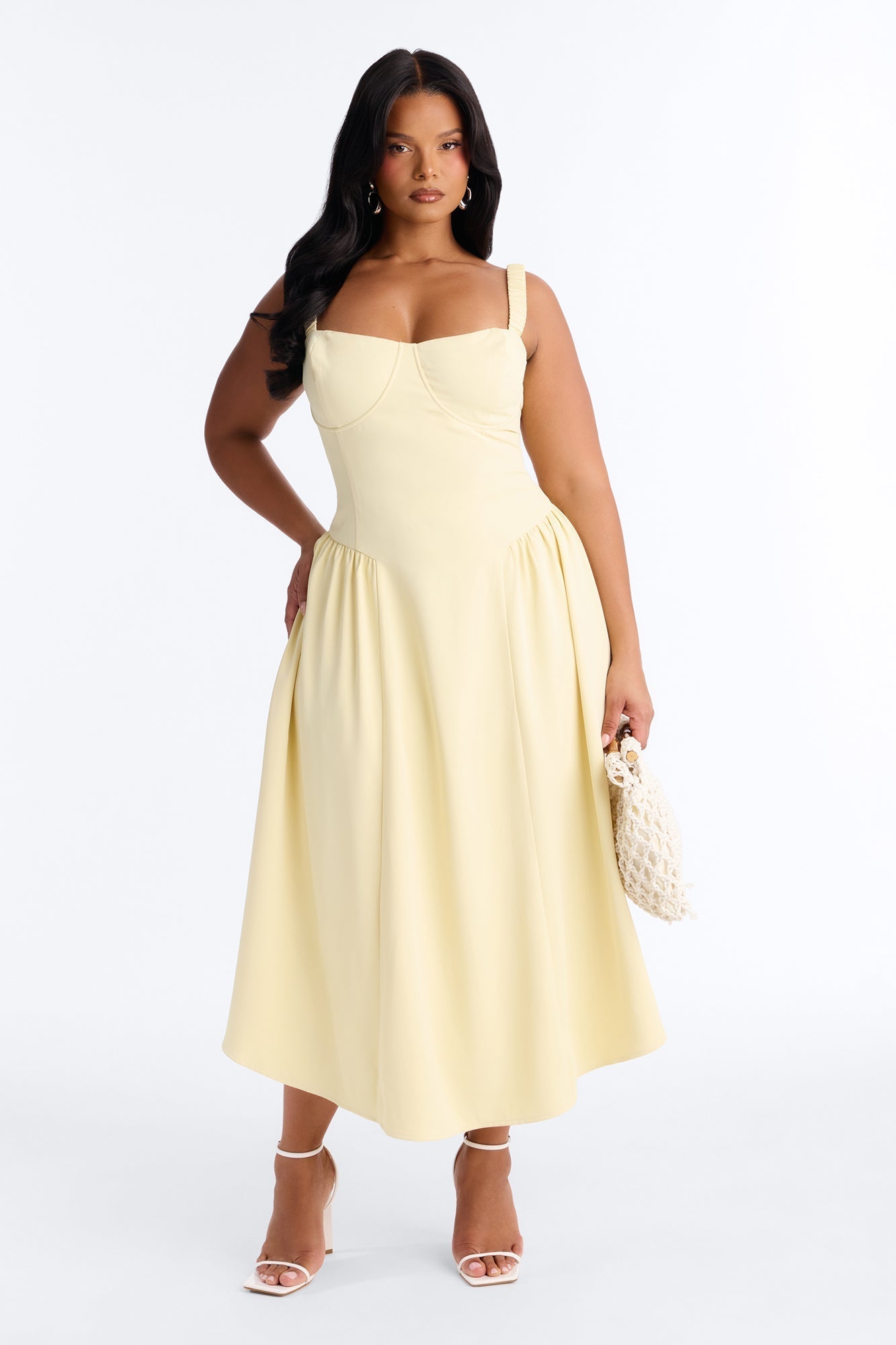 Sheri Crepe Midi Dress - Yellow