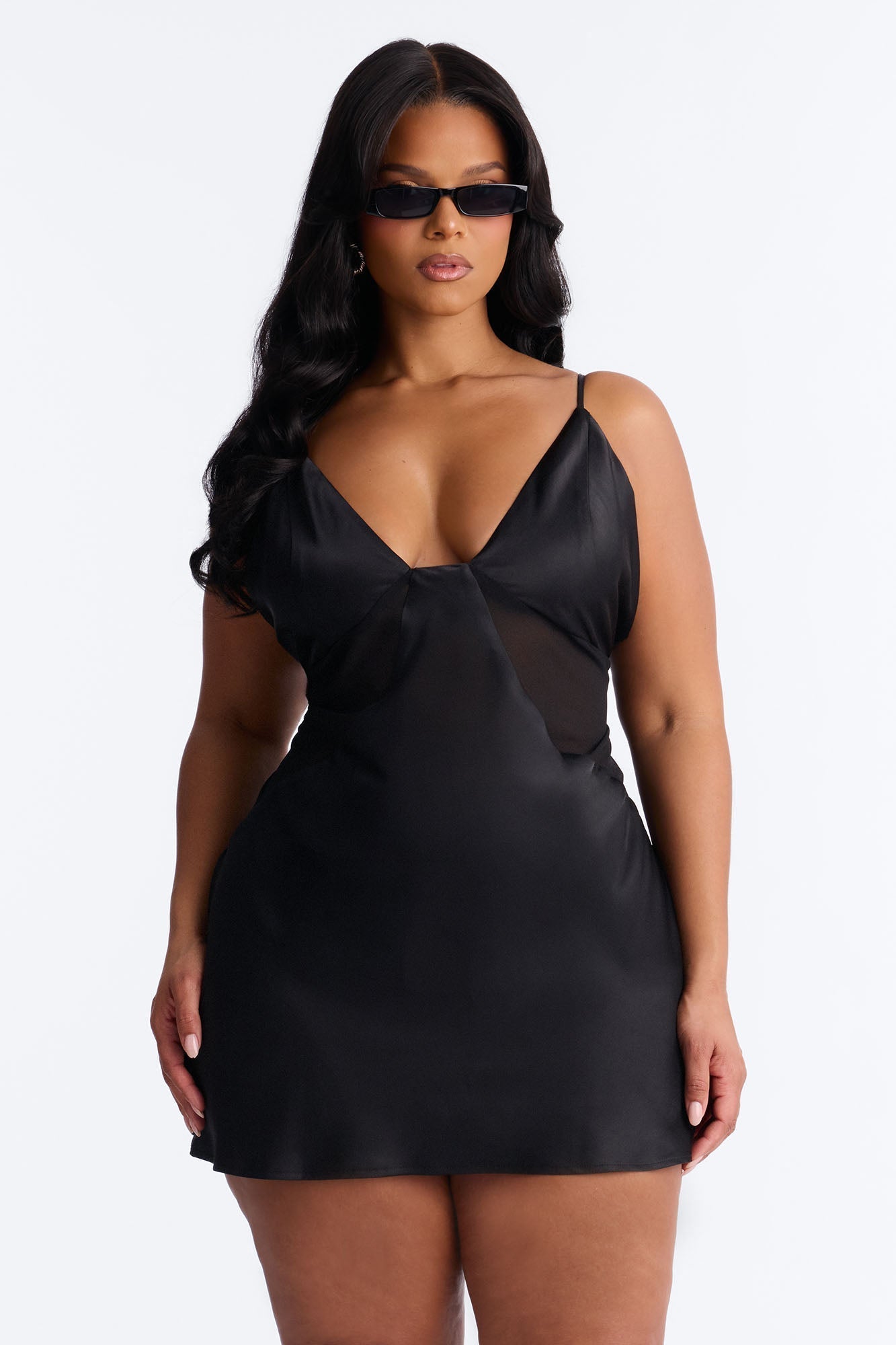 Night Slay Satin Mini Dress - Black