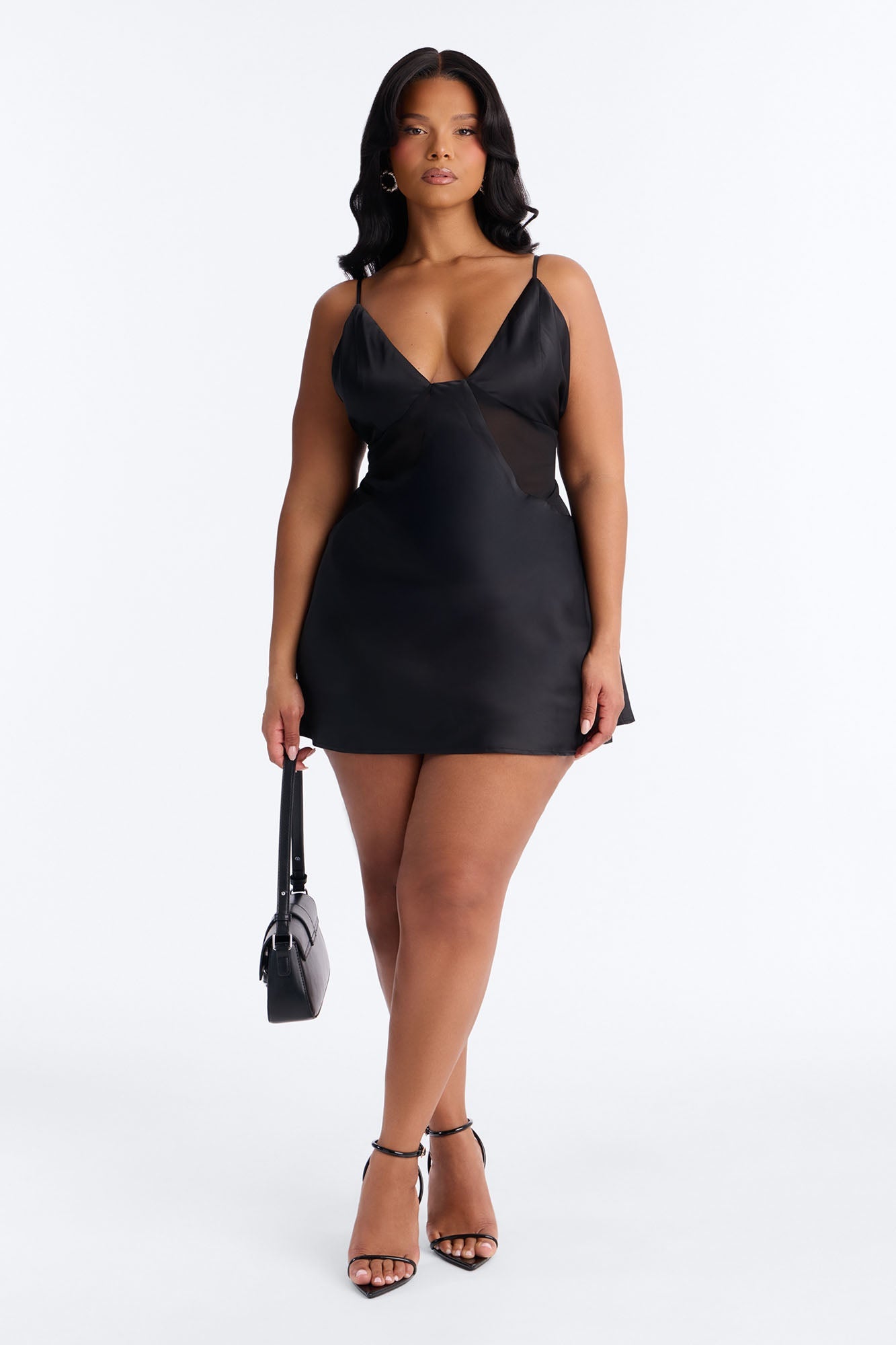 Night Slay Satin Mini Dress - Black