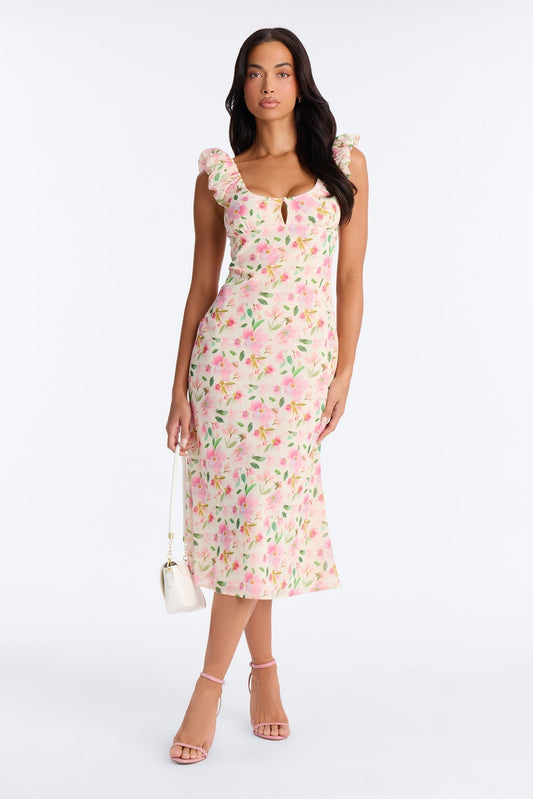Christie Floral Midi Dress - Pink/combo