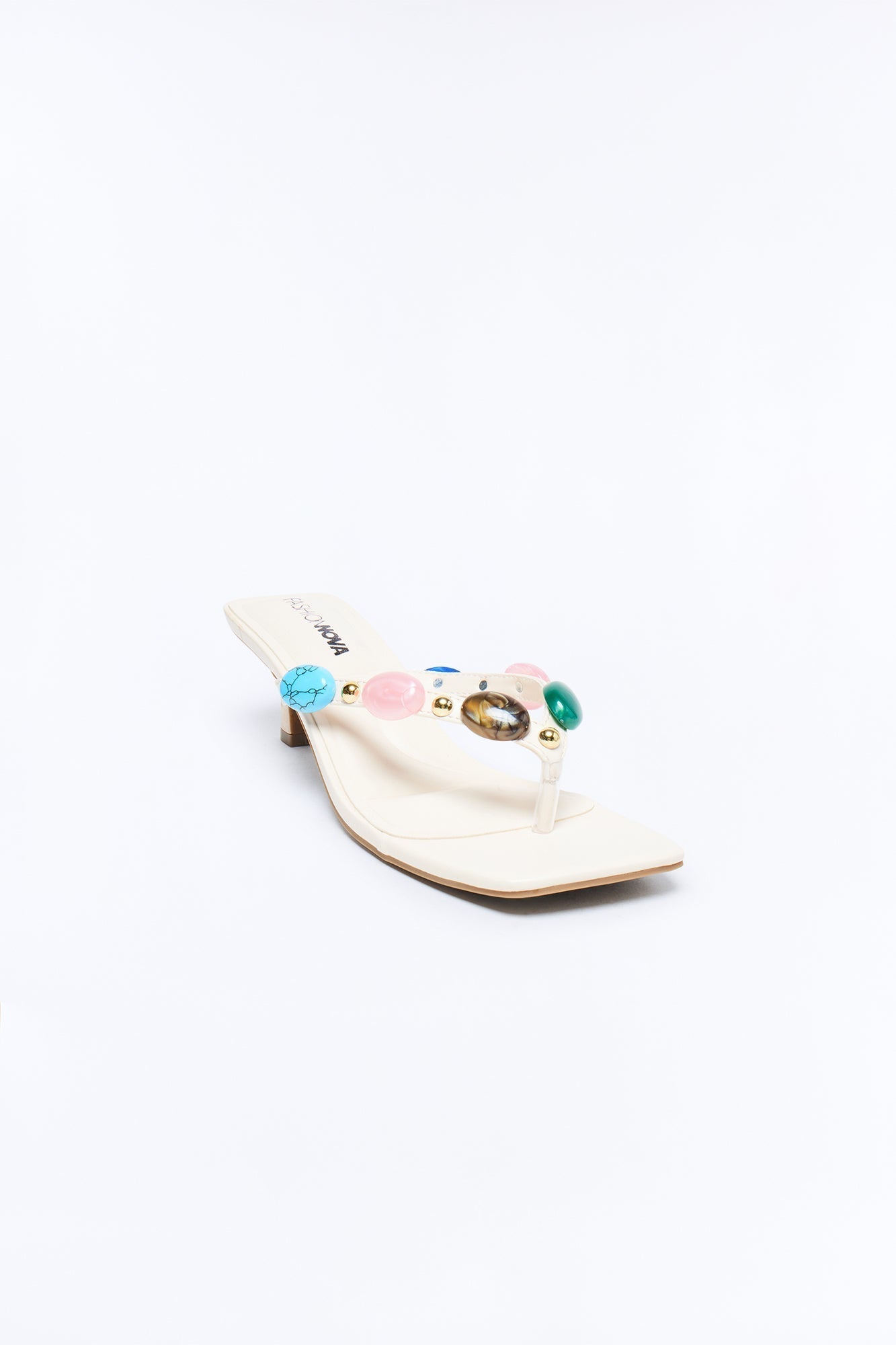 Abbie Stone Kitten Heels - Cream