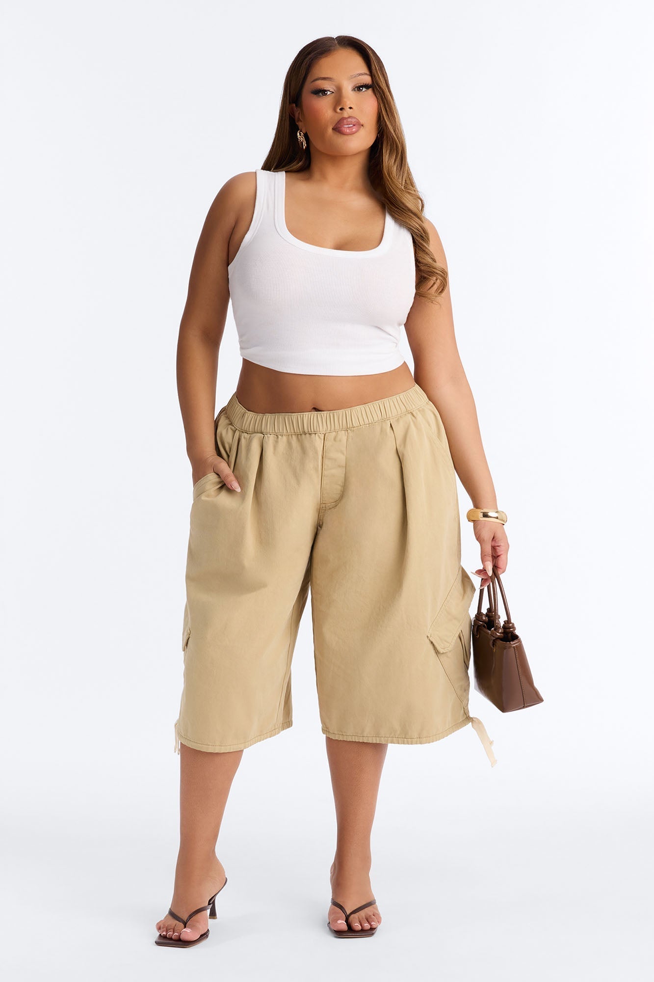 Carter Twill Cargo Bubble Hem Bermuda Short - Khaki