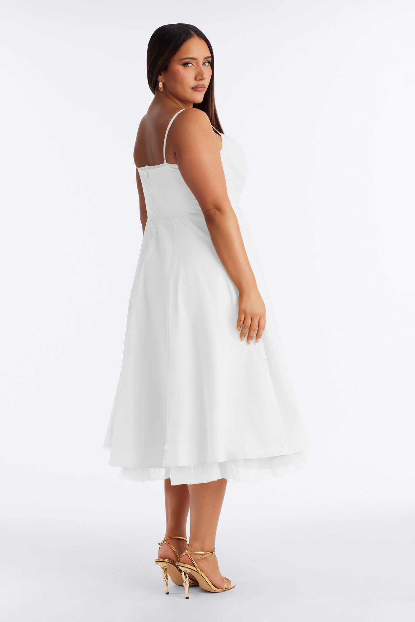 Daya Corset Poplin Midi Dress - White