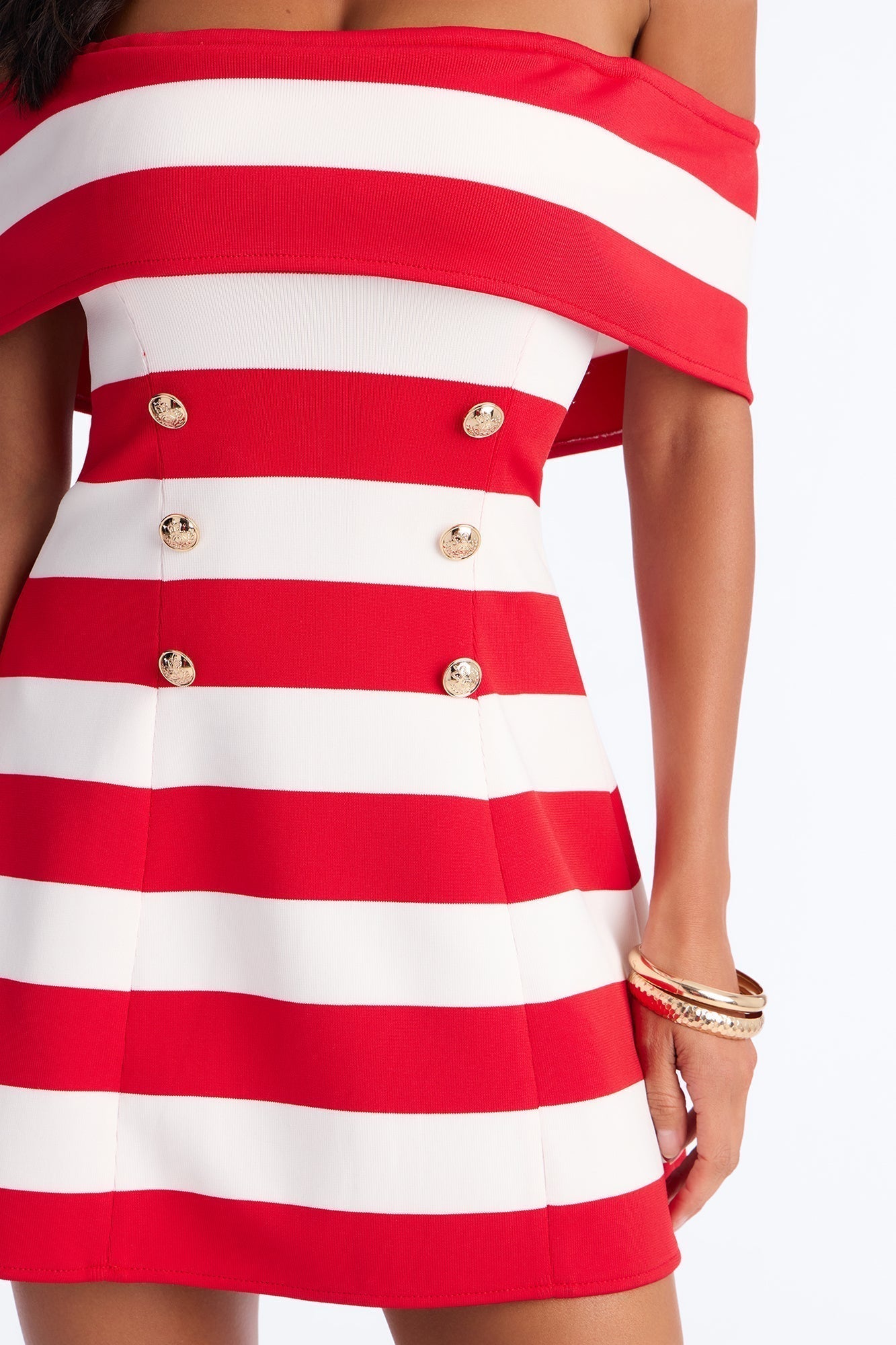 Sawyer Striped Bandage Mini Dress - Red/White