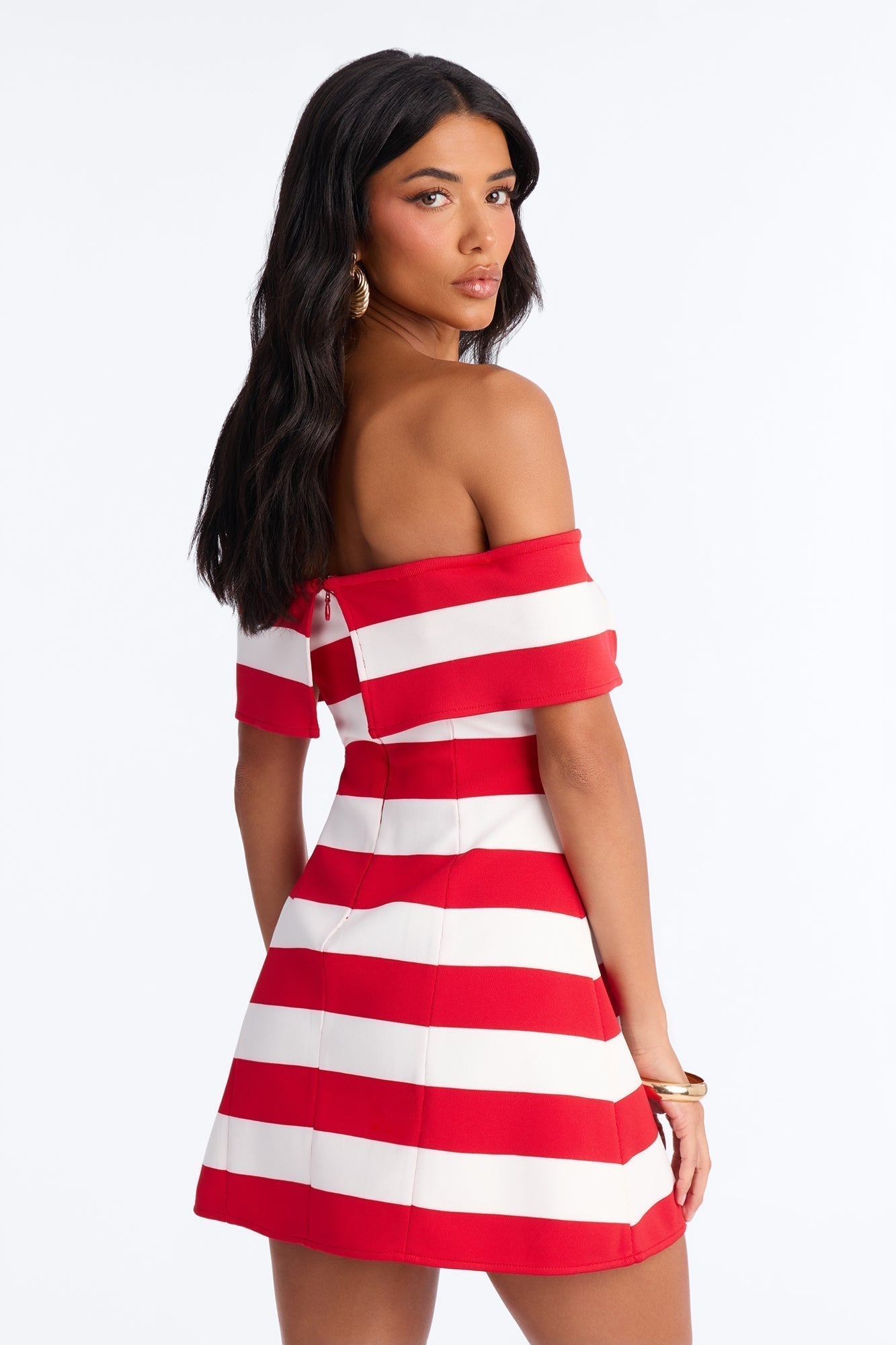 Sawyer Striped Bandage Mini Dress - Red/White