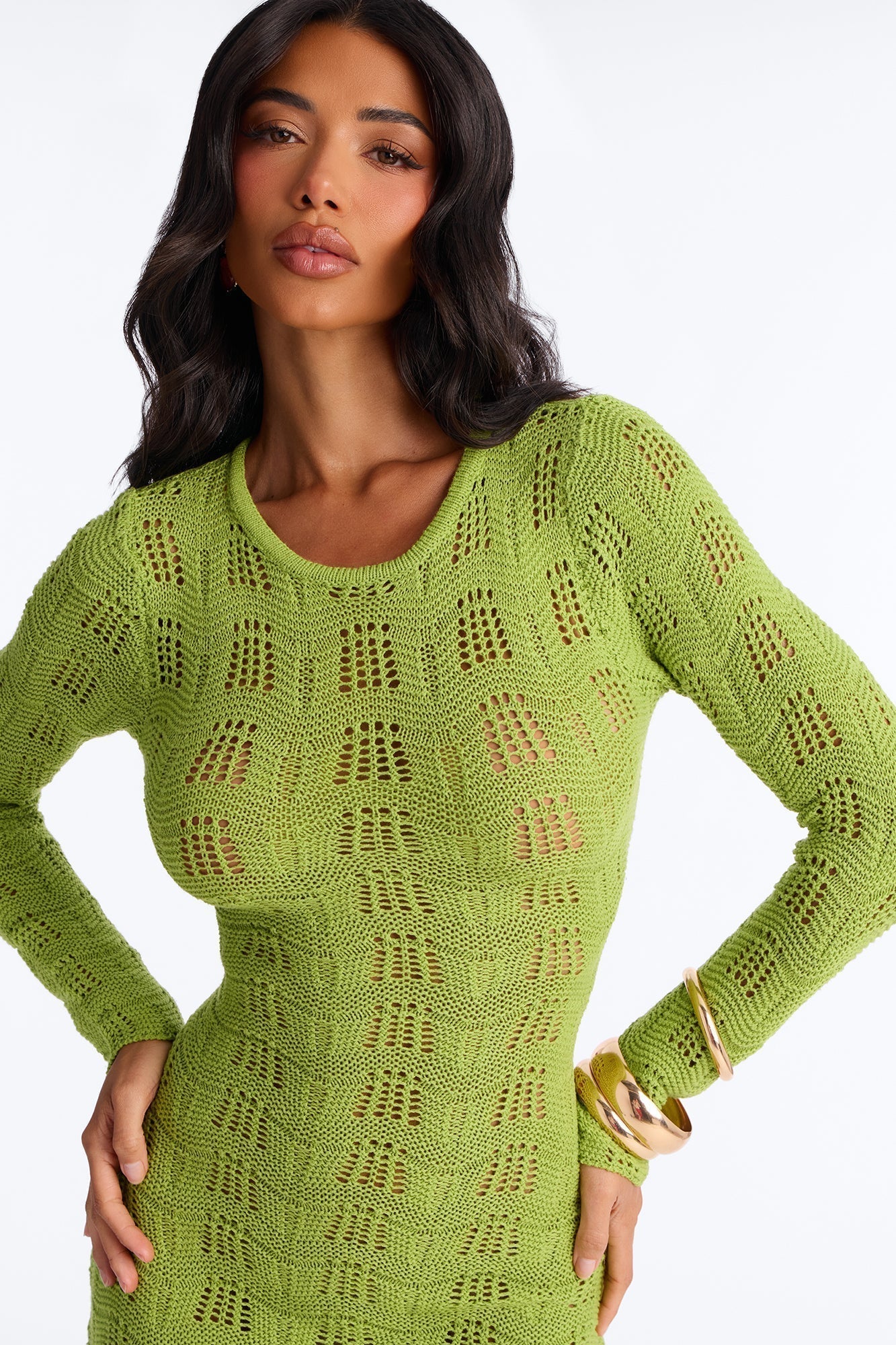 Caira Backless Crochet Mini Dress - Sage