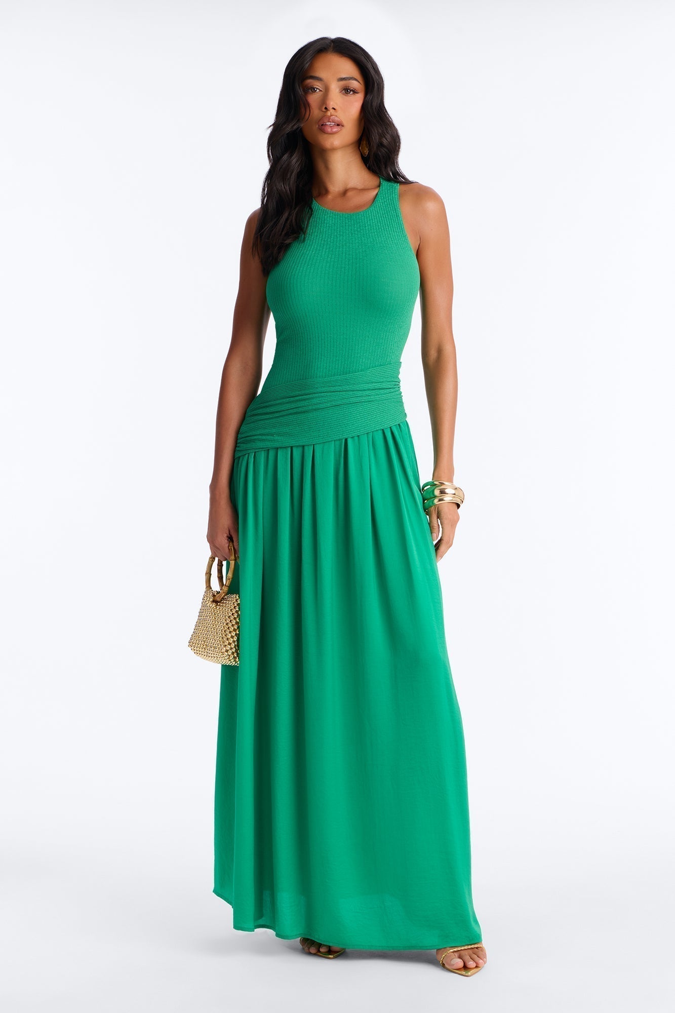 Soho Sleeveless Ribbed Maxi Dress - Kelly Green