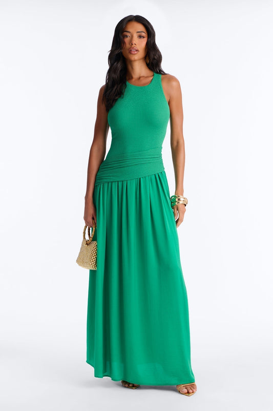 Soho Sleeveless Ribbed Maxi Dress - Kelly Green