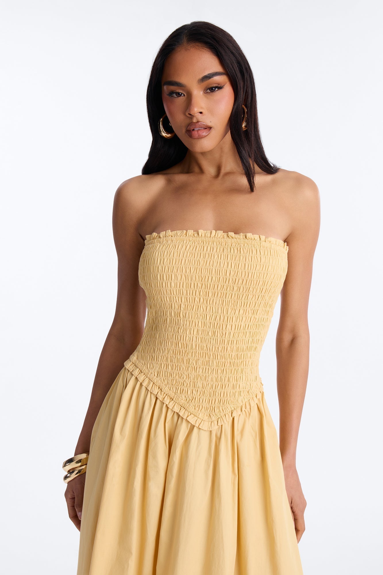 Keira Strapless Maxi Dress - Butter Yellow