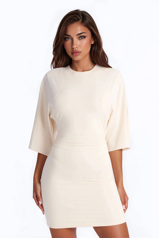 Robin Ruched Mini Dress - Cream