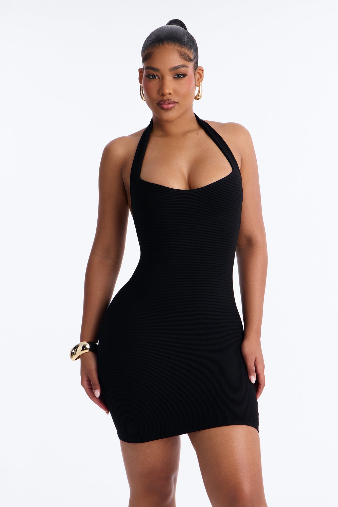 Camila Halter Snatched Mini Dress - Black