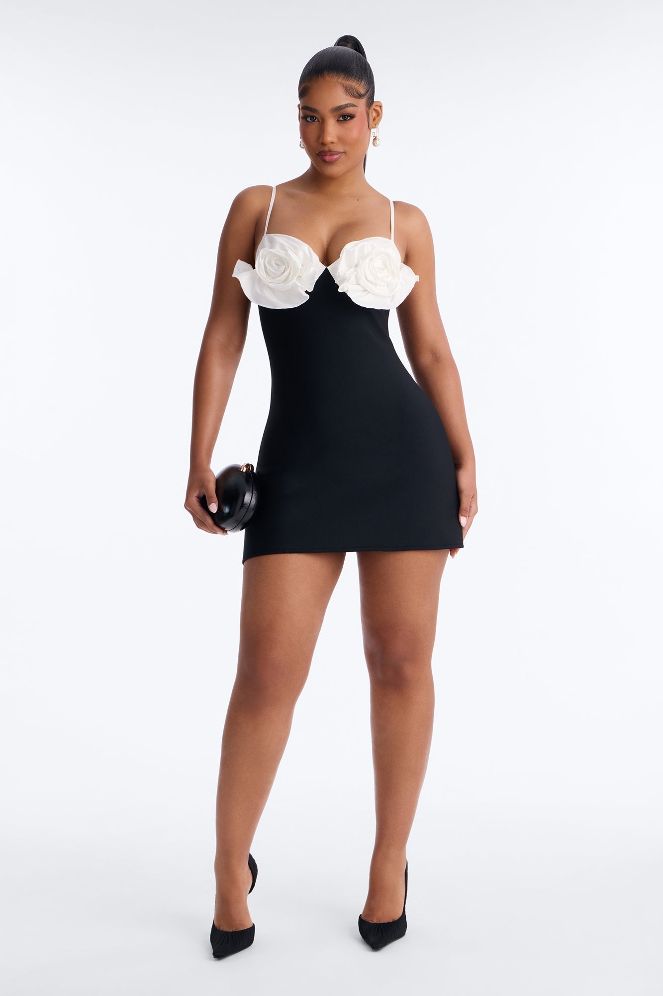 Talia Spaghetti Strap Bandage Mini Dress - Black/White