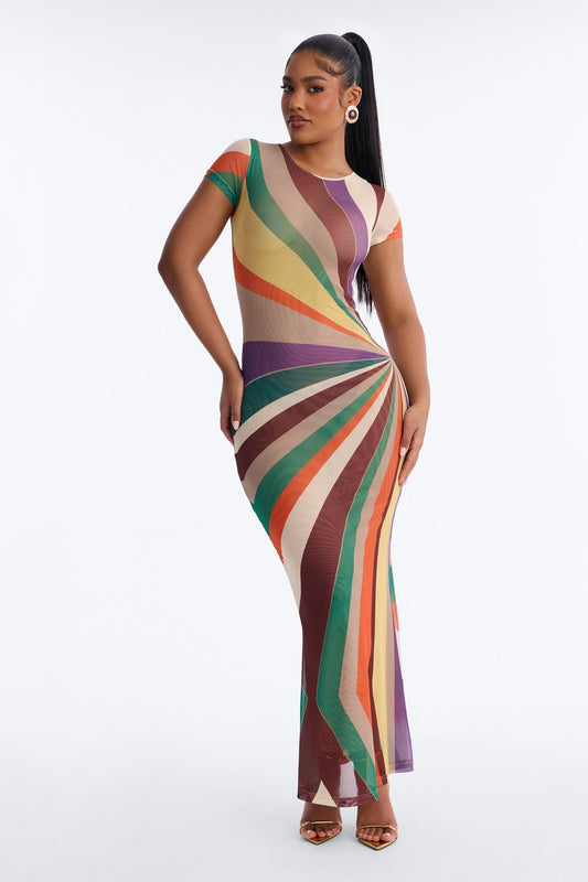 Poolside Babe Mesh Maxi Dress - MultiColor