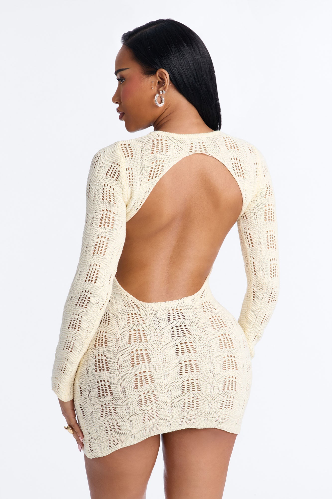 Caira Backless Crochet Mini Dress - Cream
