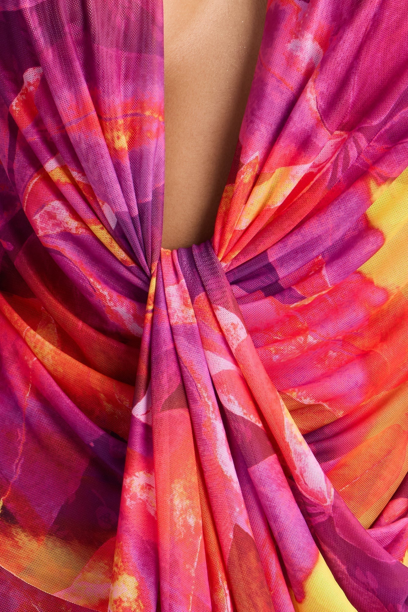 Kyla Halter Printed Mesh Maxi Dress - Magenta/combo