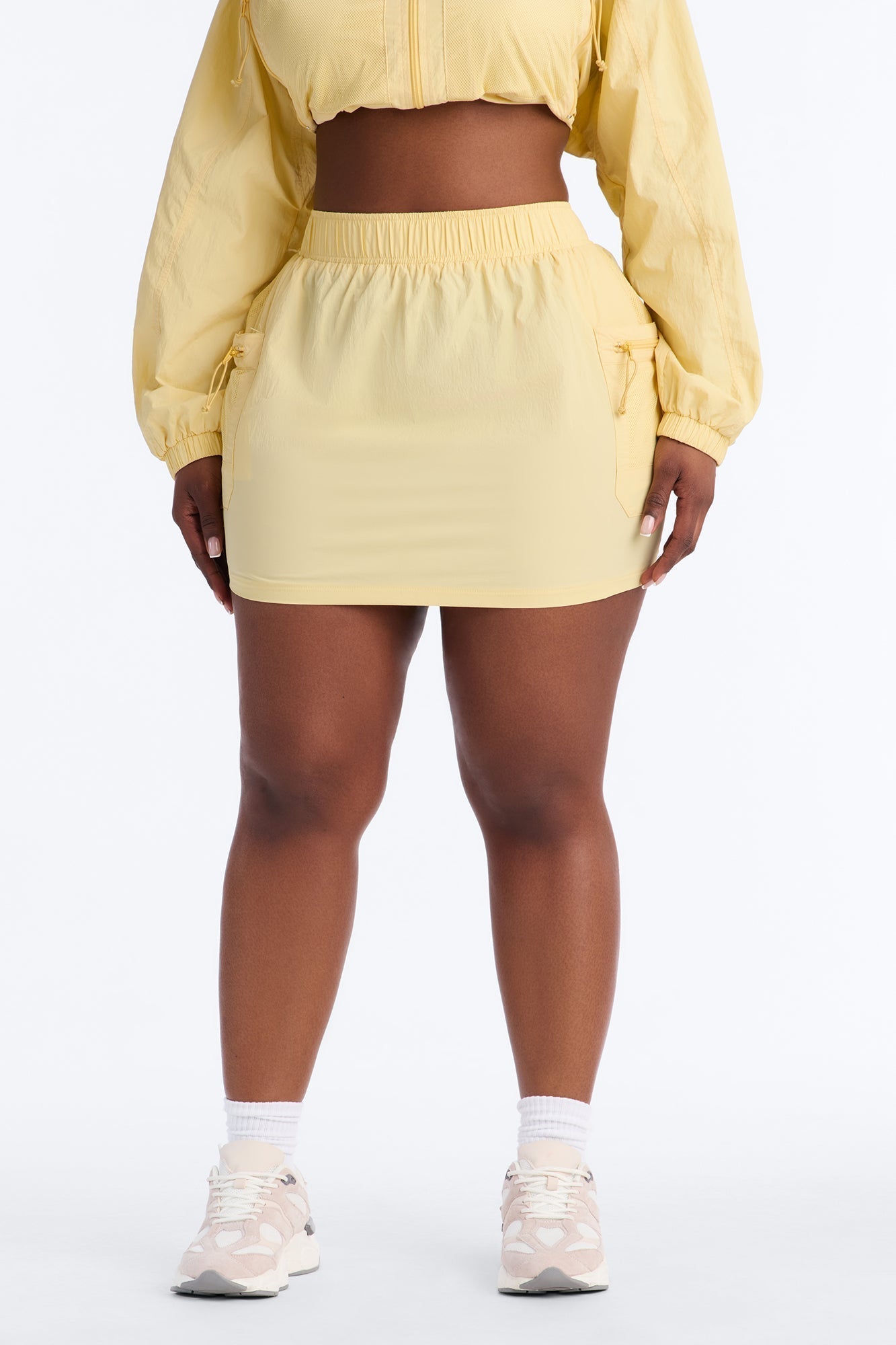 Stay Cool Windbreaker Mini Skirt - Butter Yellow